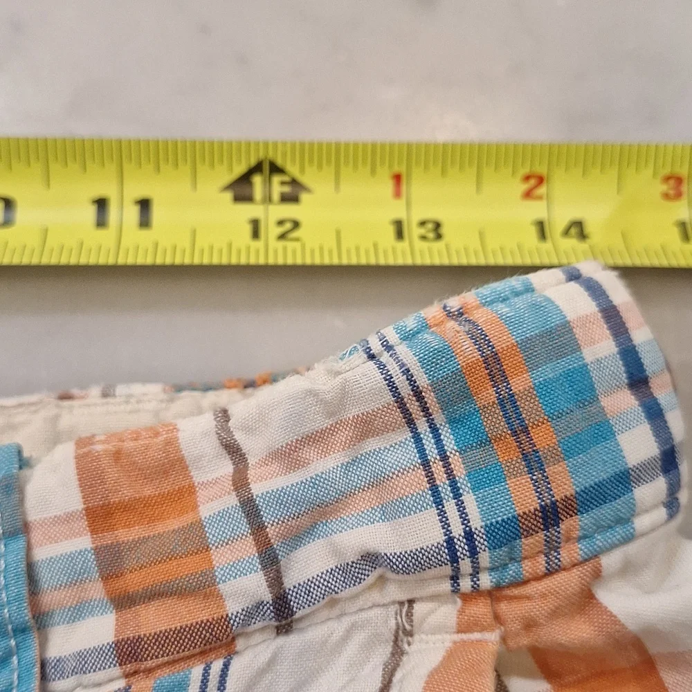 Vintage 90s Y2k Abercrombie & Fitch Frat Boy AS IS Plaid Orange Blue Shorts SzLg